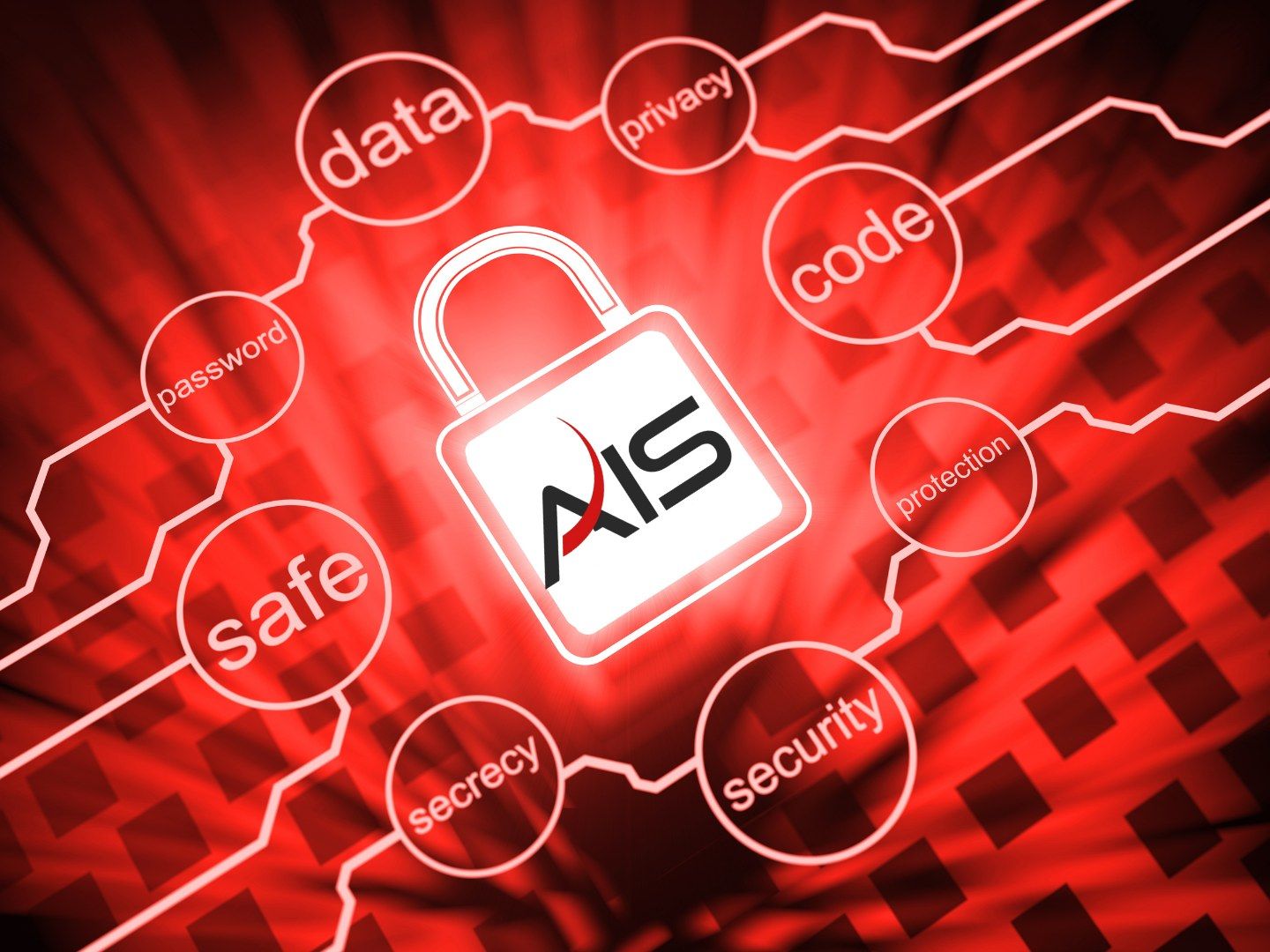 White lock on red background