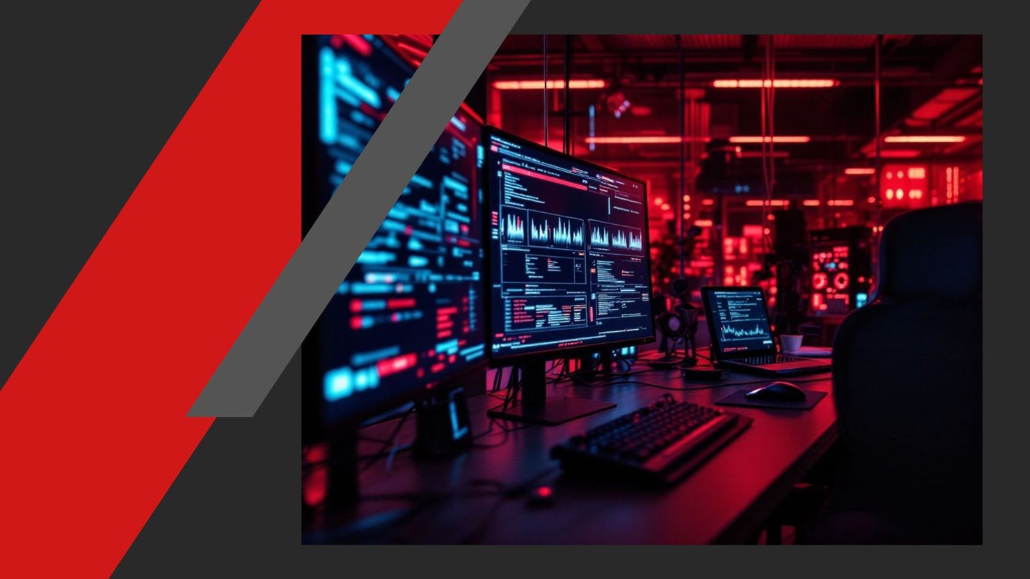 IT monitoring room on a black background
